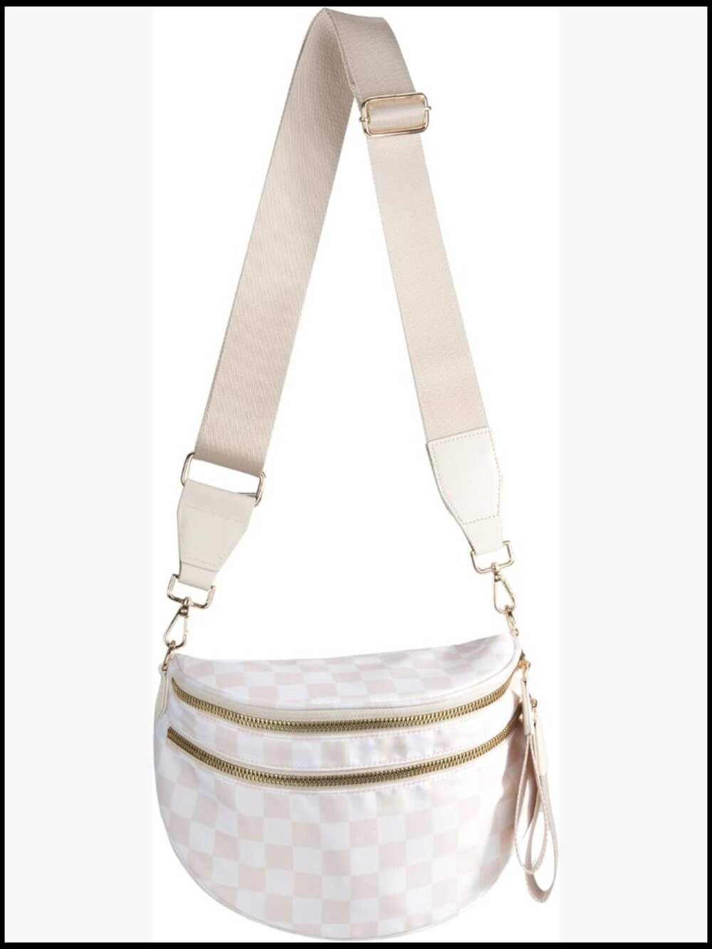 Spacious Checkered Nylon Crossbody Bag Bum Bag Handbags Wallets